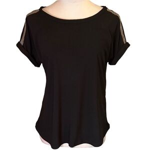 89th & Madison Black Short Sleeve Top with Bling Accents